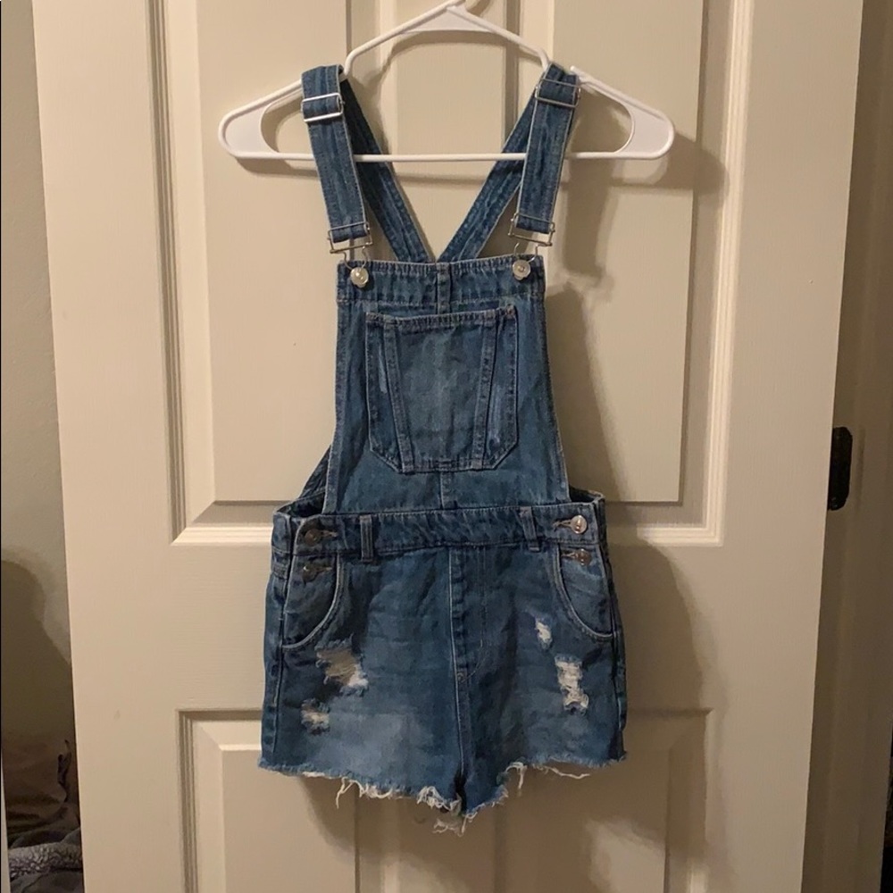 H and M distressed overalls